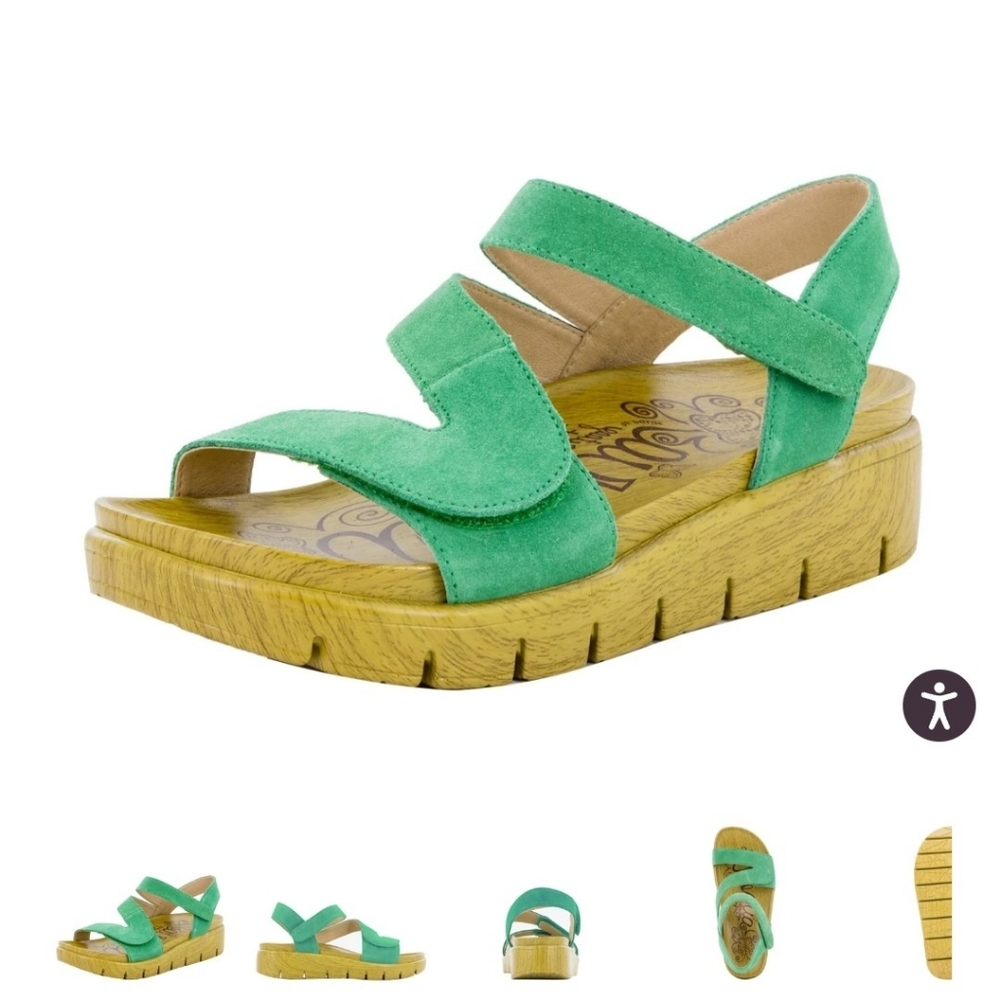 ALEGRIA Green Leather Suede Women's Sandals Sz. 9